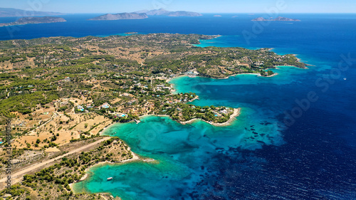Foto Aerial drone photo of beautiful fjord landscape forming turquoise beaches in sma