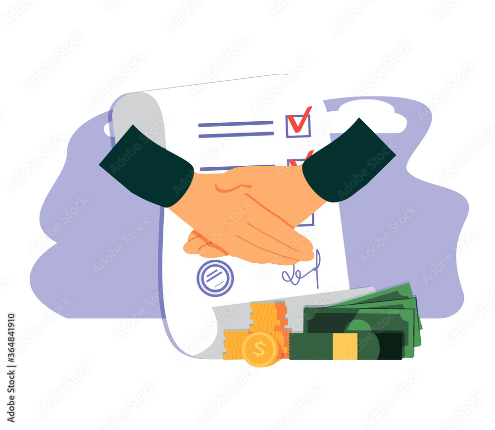 Vector illustration, handshake, conclusion of a contract, successful partnership, cooperation Vector illustration, handshake, conclusion of a contract, successful partnership, cooperation