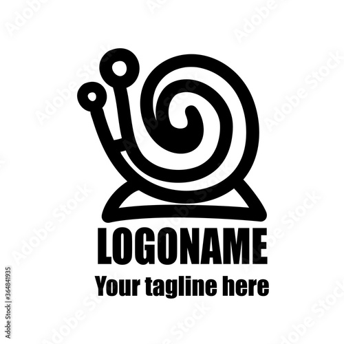 vector sketch snail logo for your creativity on a white background