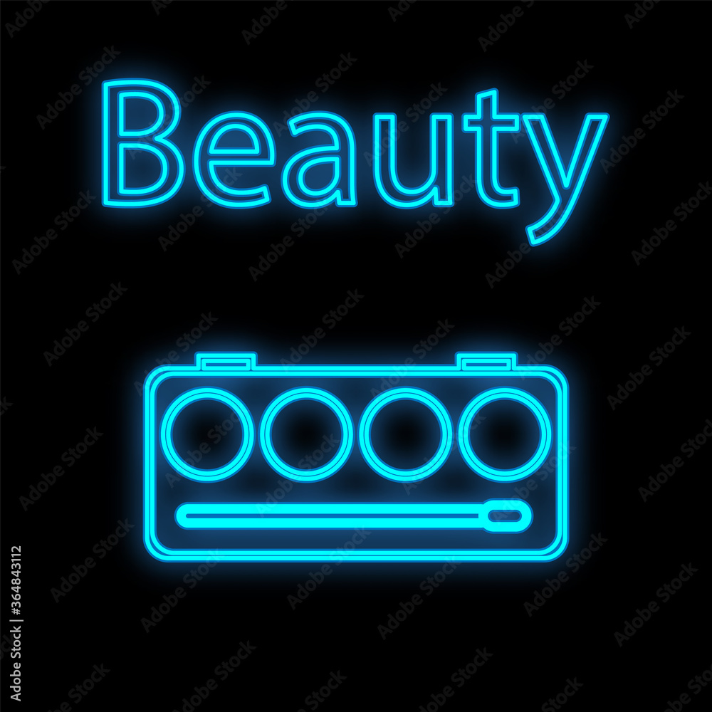 make-up palette with a blue neon contour on a black background. a set of cream textures to create contouring, tone and blush on the face. makeup tool for makeup artist. vector illustration make-up palette with a blue neon contour on a black background. a set of cream textures to create contouring, tone and blush on the face. makeup tool for makeup artist. vector illustration