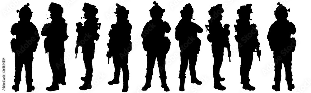 military silhouette in white background
