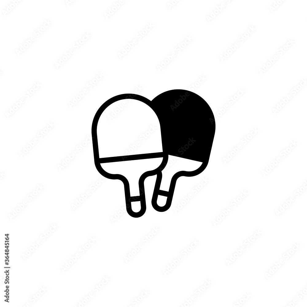 Rackets vector icon in black flat glyph, filled style isolated on white background Rackets vector icon in black flat glyph, filled style isolated on white background