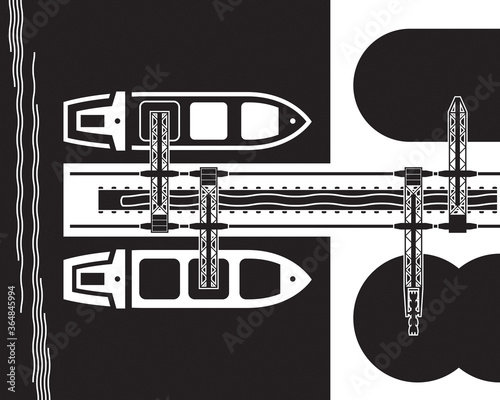 Crane loading industrial ships with raw materials – vector illustration