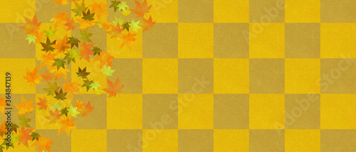 市松模様と紅葉の背景素材
Japanese traditional background pattern and autumn leaves.