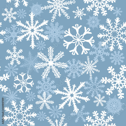 Snowflake's seamless background. Vector illustration
