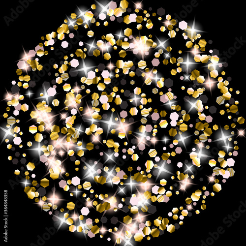 Gold Glitter Stars. Luxury Shiny Confetti.