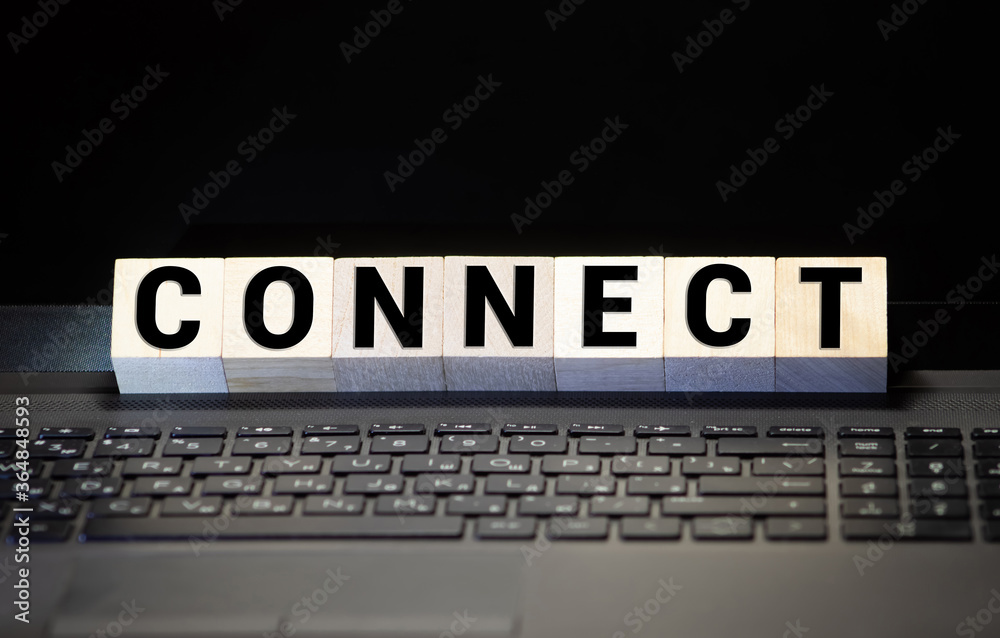 CONNECT word made with building blocks isolated on white CONNECT word made with building blocks isolated on white