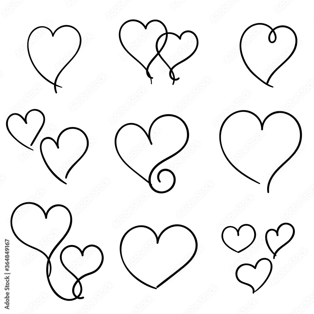 Set of hand drawn heart. Hand drawn rough marker hearts isolated on white background. Vector illustration for your graphic design. Set of hand drawn heart. Hand drawn rough marker hearts isolated on white background. Vector illustration for your graphic design.