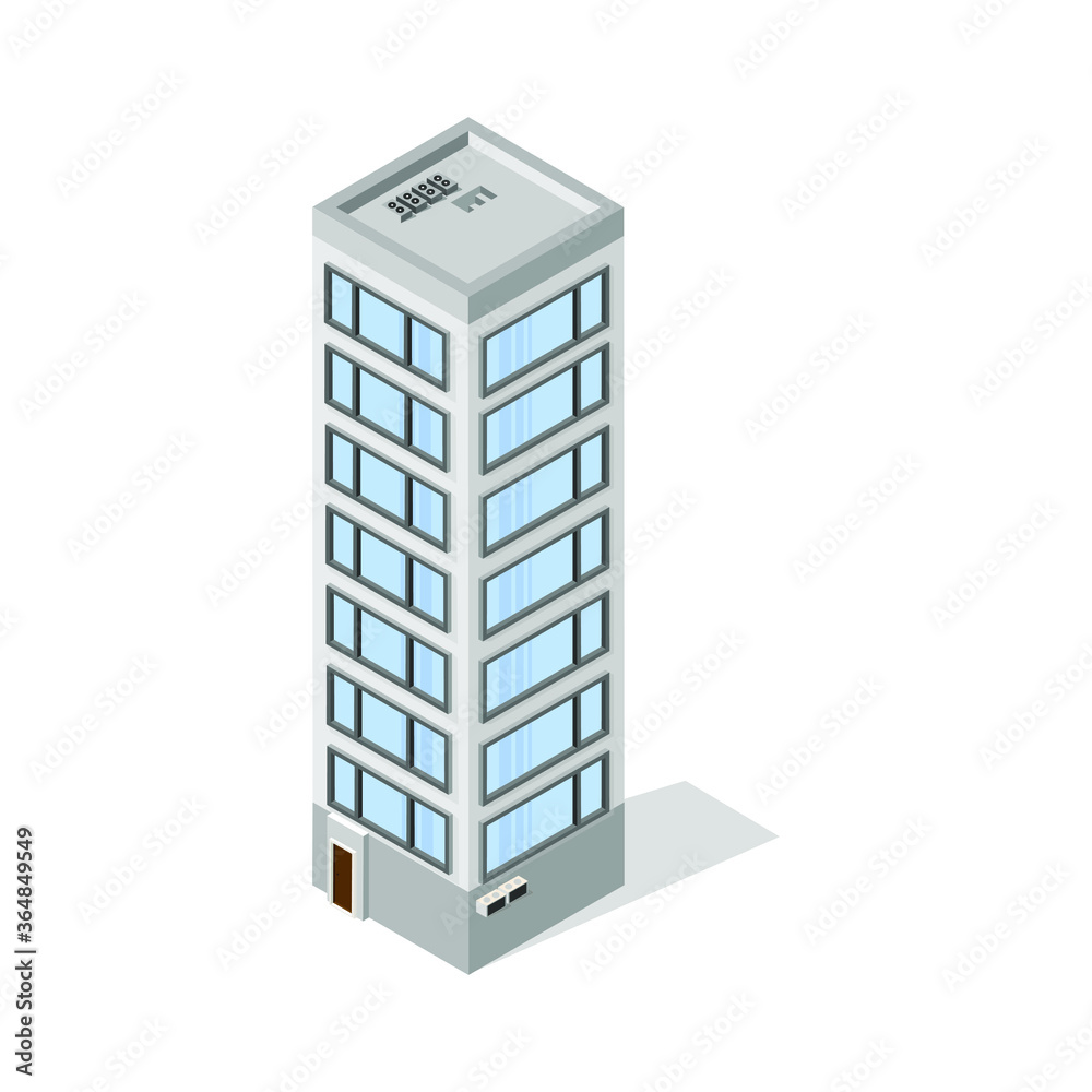 A tall white building in a modern style. Isometry. Megalopolis. Web design.eps A tall white building in a modern style. Isometry. Megalopolis. Web design.eps
