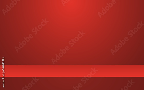Empty red vector abstract mock up 3D stage studio background for product display. Showroom shoot render. Banner for advertise product on website. 