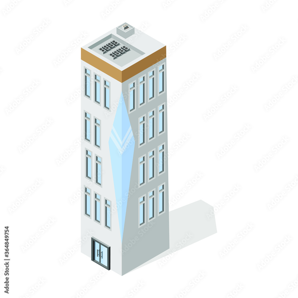 Multi-storey building with panoramic Windows. Megapolis, isometry. Architecture. Web design.eps Multi-storey building with panoramic Windows. Megapolis, isometry. Architecture. Web design.eps