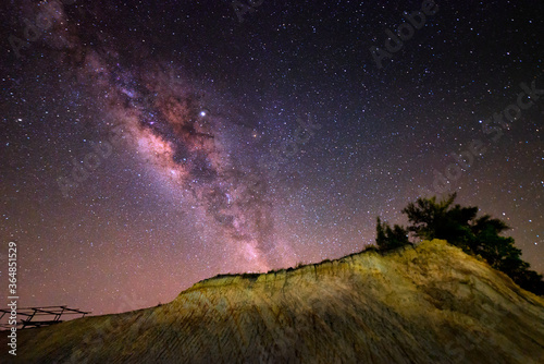 Bilde på lerret Beautiful nightscape with Starry night and Milky Way Galaxy rising in Kudat Sabah North Borneo