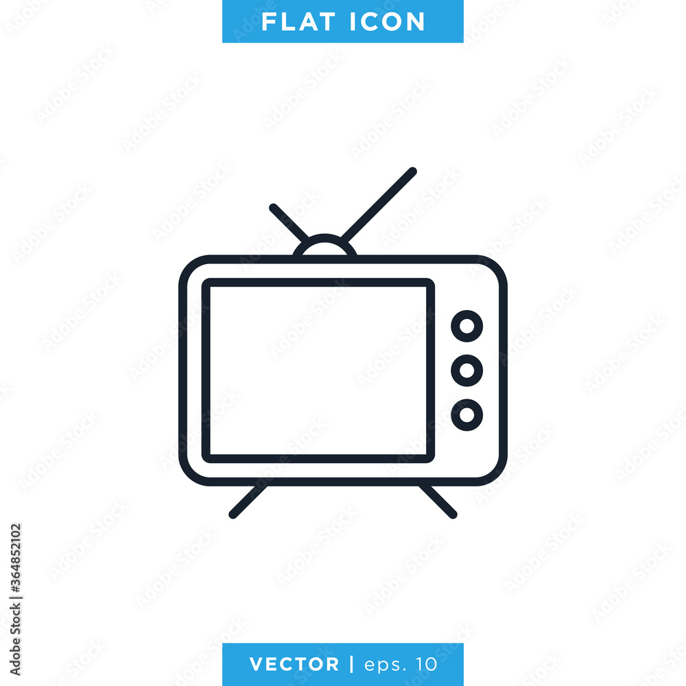 TV Icon Vector Design Template. Television Icon With Editable Stroke TV Icon Vector Design Template. Television Icon With Editable Stroke