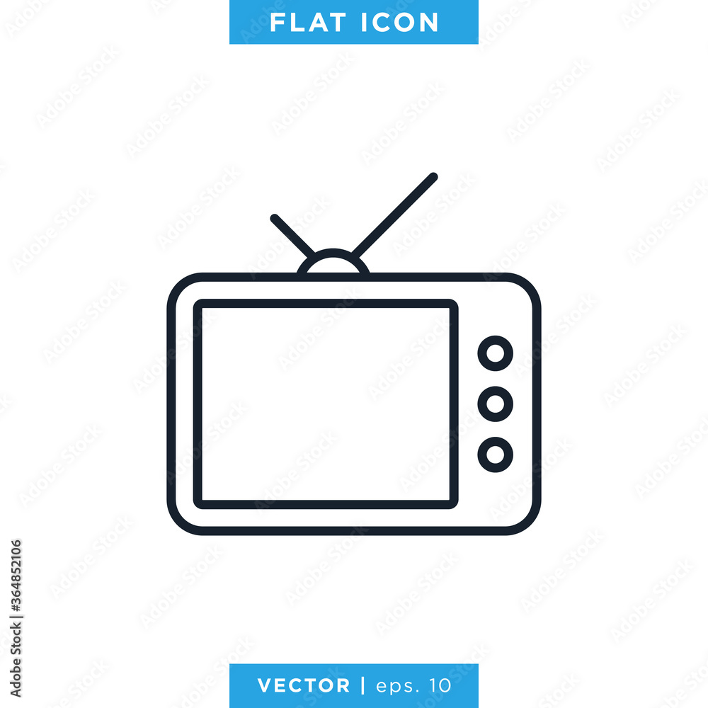 TV Icon Vector Design Template. Television Icon With Editable Stroke TV Icon Vector Design Template. Television Icon With Editable Stroke