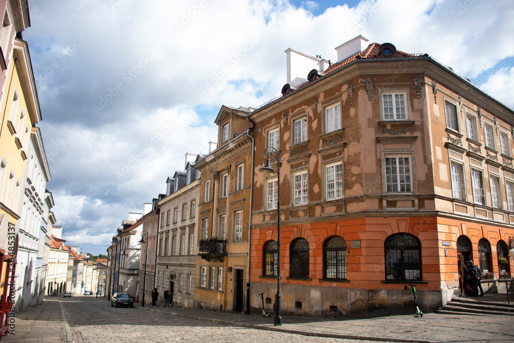 Classic retro vintage antique building for Polish people and foreign travelers walking travel visit at Krakow Old Town in Main Market Square at Stare Miasto on September 20, 2019 in Lesser, Poland