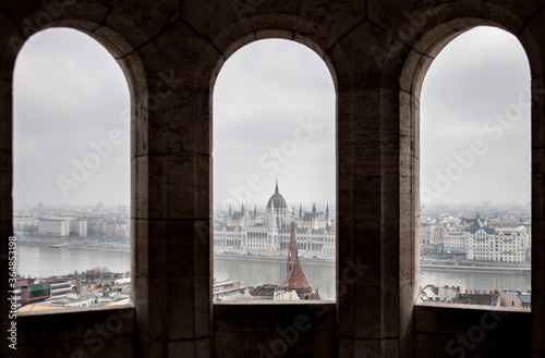 View from the window of a Hungarian Parliament building in Budapest.