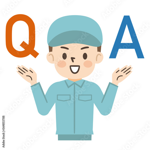Q＆Aに答える男性作業員