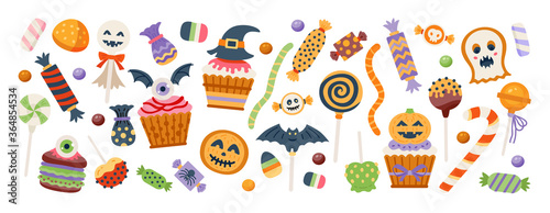 Halloween sweet set isolated in white background.