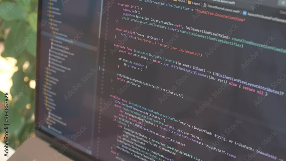 Coder testing virus security system. Develop internet project. freelance man design web software. Closeup coding on screen, hands type html code and programming on screen laptop. Hacker work online.