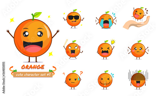Cute orange character illustration set 1