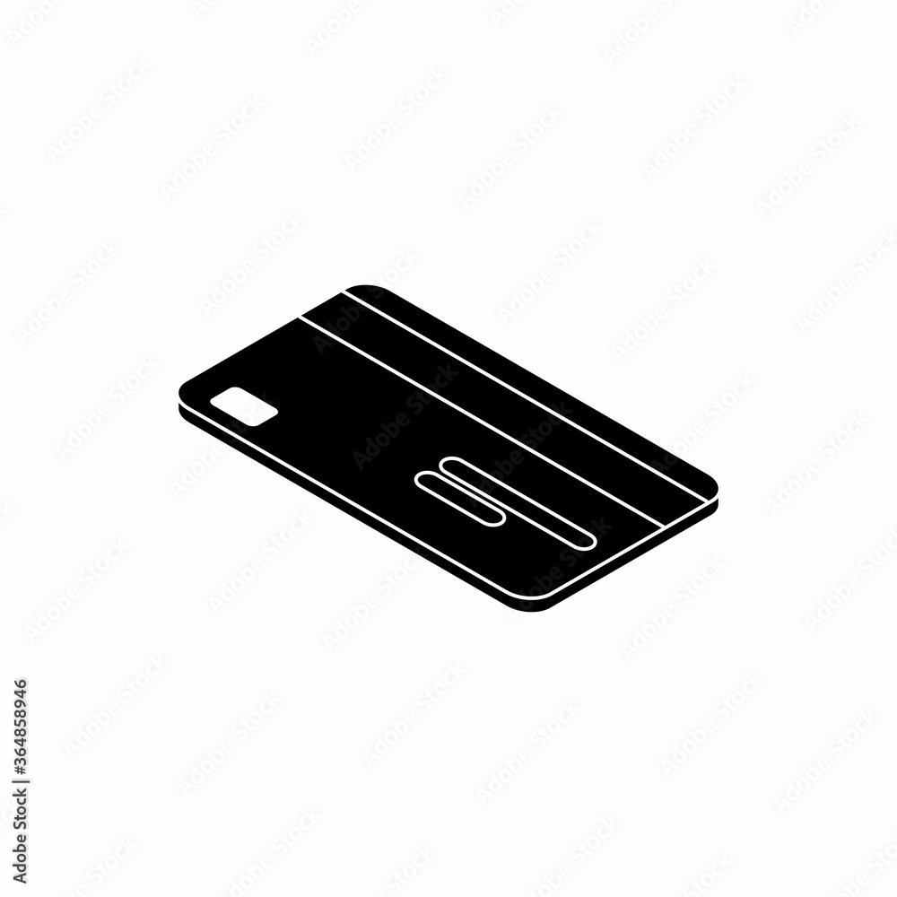 Credit card left view - White Outline icon vector isometric. Flat style vector illustration. Credit card left view - White Outline icon vector isometric. Flat style vector illustration.