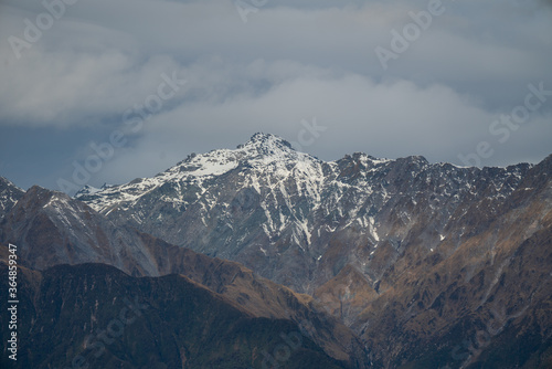 Mountain ranges and peaks as seen from the Franz Josef region of New Zealand 