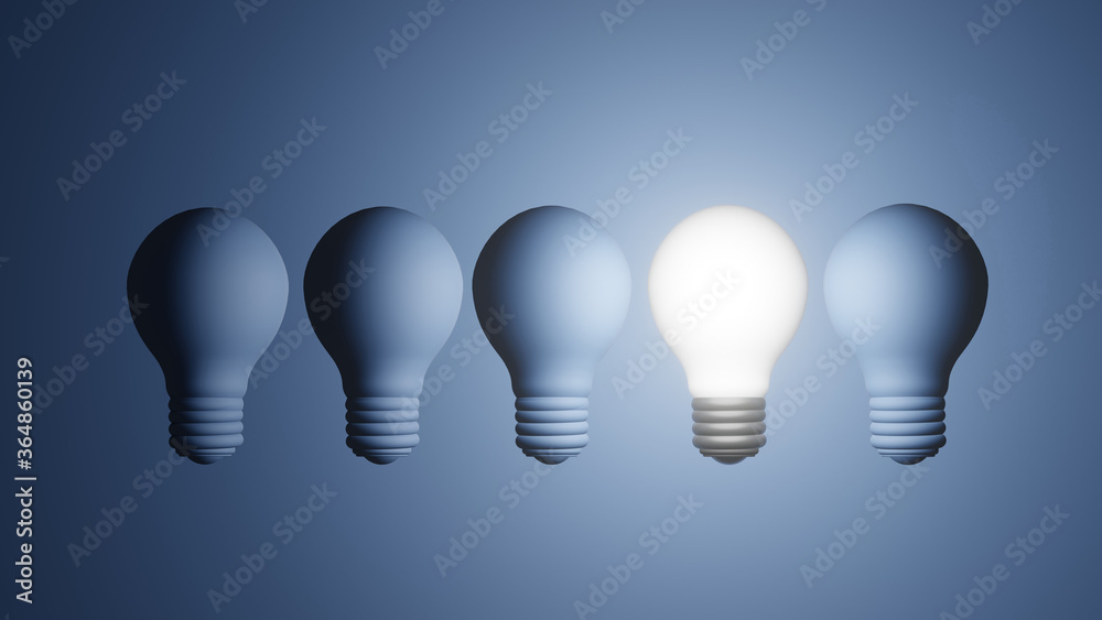 Modern glowing lamp bulb idea concept , 3d render Modern glowing lamp bulb idea concept , 3d render