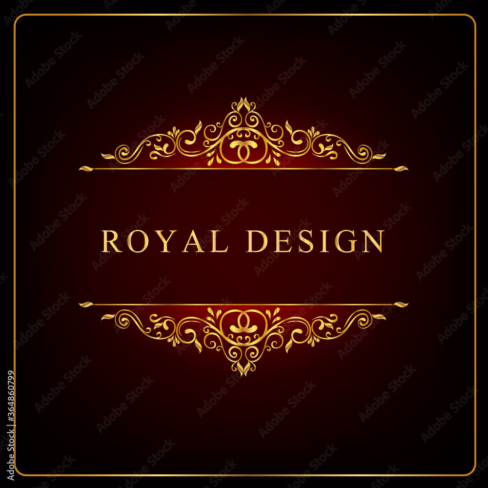 Classical decorative elements in baroque style. Holiday decor frame gold elements isolated