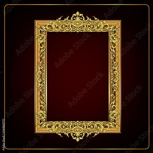 Classical decorative elements in baroque style. Holiday decor frame gold elements isolated