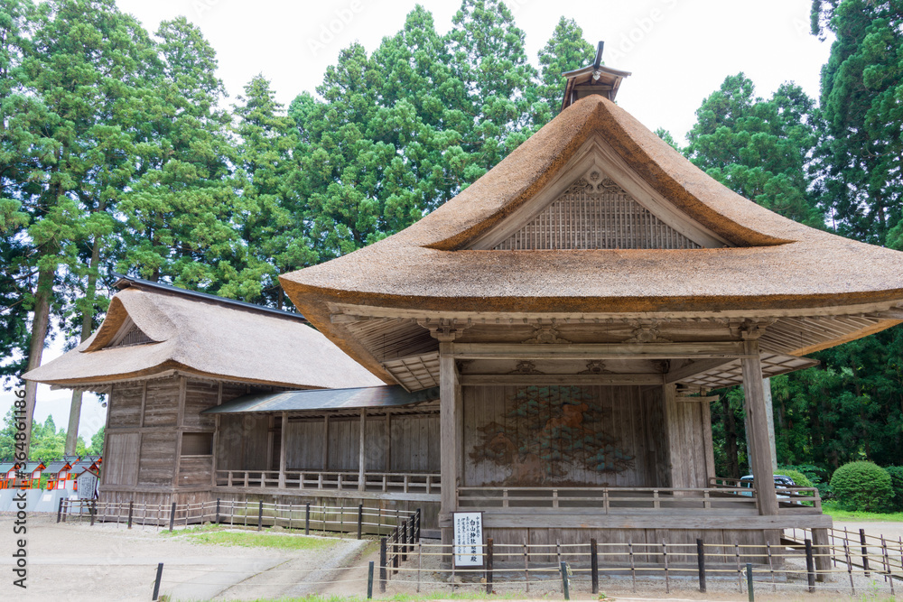 Noh theater at Hakusan-Jinja Shrine in Hiraizumi, Iwate, Japan. It is part of Important Cultural Property of Japan.
