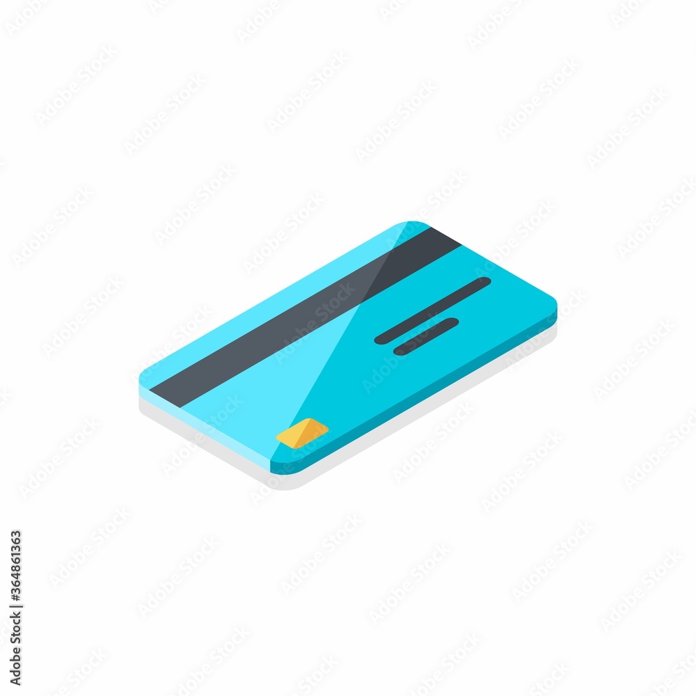 Credit card right view - Shadow icon vector isometric. Flat style vector illustration. Credit card right view - Shadow icon vector isometric. Flat style vector illustration.