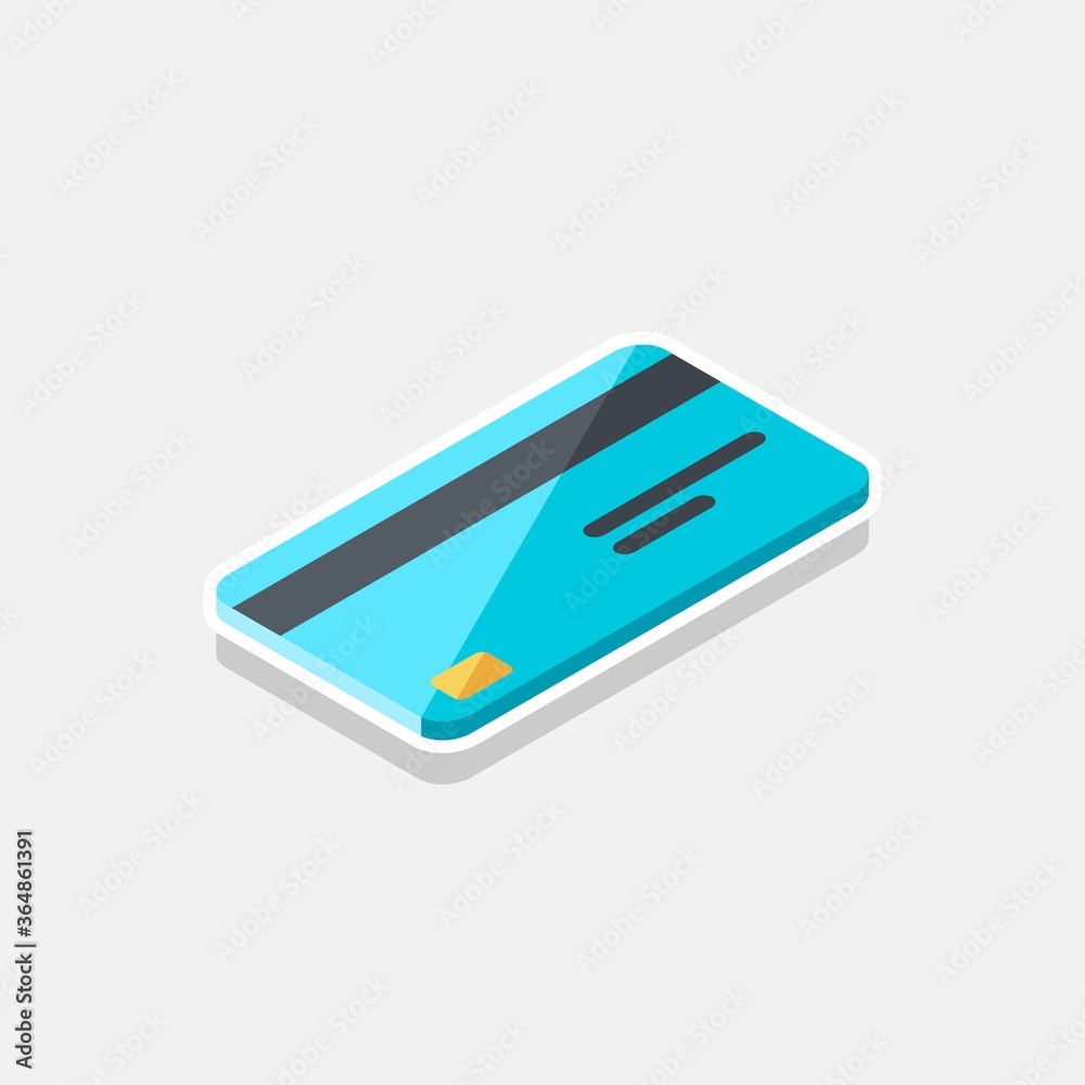 Credit card right view - White Stroke+Shadow icon vector isometric. Flat style vector illustration. Credit card right view - White Stroke+Shadow icon vector isometric. Flat style vector illustration.