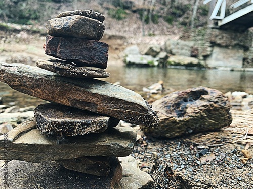 Canvas Print Stacked stones on the water