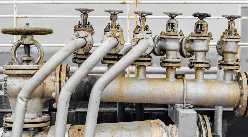 Old valves a collector on industrial object Old valves a collector on industrial object