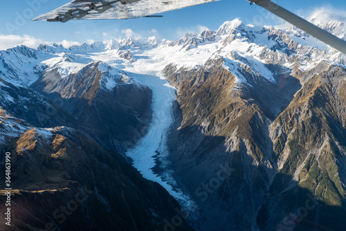 Obraz na plátně The view of Fox Glacier in the South Island of New Zealand from a scenic flight