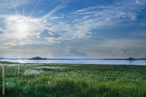 Blusky before sunset at the Sang Khom reservoir Udonthani