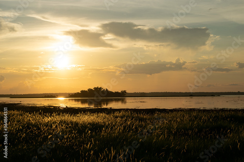 sunset at Namphan small lake Sang khom Udonthani.