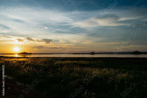 sunset at Namphan small lake Sang Khom Udonthani