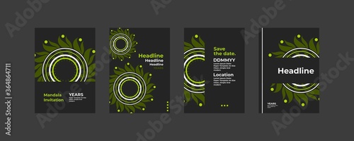 A mandala template with a touch of simple green color ornaments looks modern and trendy, suitable for invitations and so on