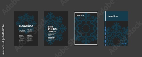 A mandala template with a touch dim tosca color ornaments looks modern and trendy, suitable for invitations and so on