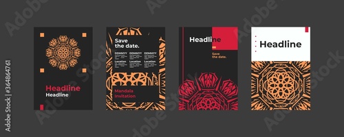 A mandala template with mandala ornaments looks modern and trendy, suitable for invitations and so on