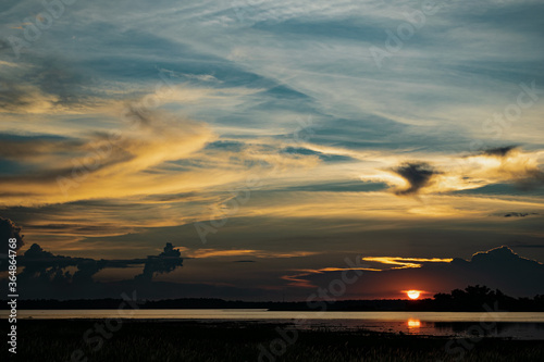 sunset at Namphan small lake Sang Khom Udonthani