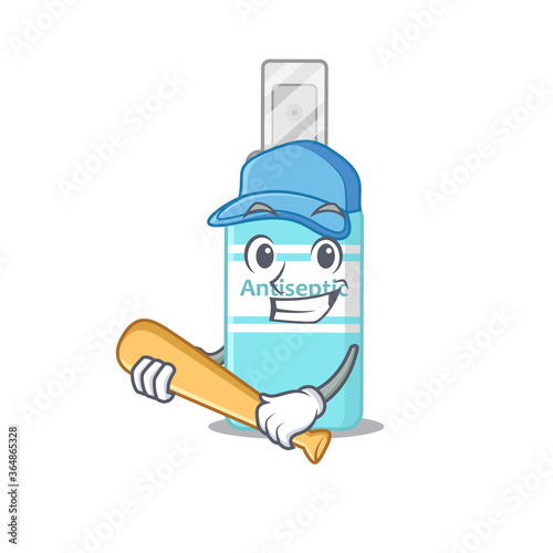 Cool antiseptic caricature picture design playing baseball