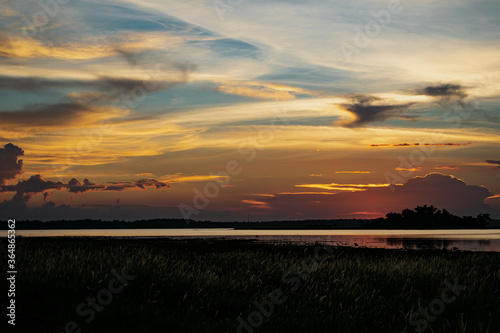 after ther sunset at Namphan small lake Sang Khom Udonthani