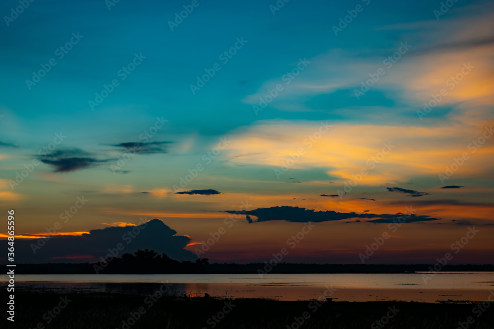 After the sunset at Namphan small lake Sang Khom Udonthani