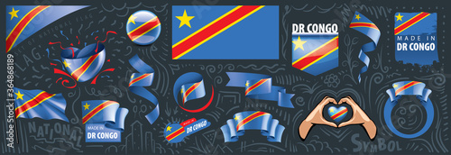Vector set of the national flag of Democratic Republic of the Congo