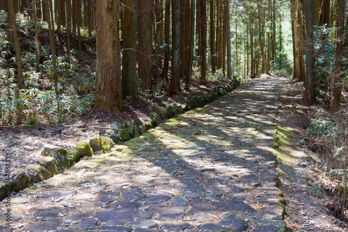 Beautiful scenic view from Between Magome-juku and Ochiai-juku on Nakasendo in Nakatsugawa, Gifu, Japan. Nakasendo is famous ancient road. photo