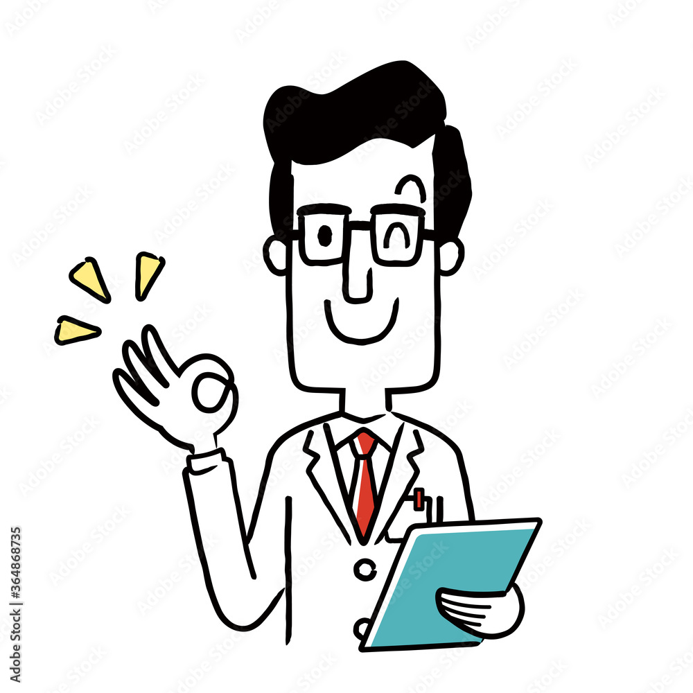 Vector material: Male doctor giving an OK sign