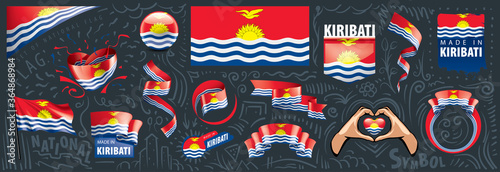 Vector set of the national flag of Kiribati in various creative designs
