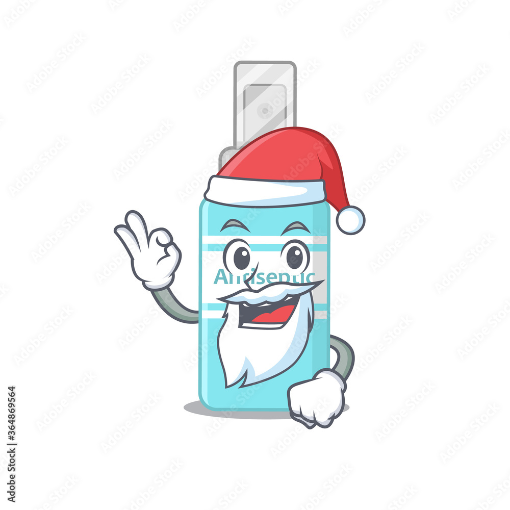 cartoon character of antiseptic Santa with cute ok finger